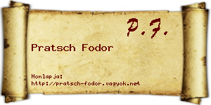 Pratsch Fodor névjegykártya